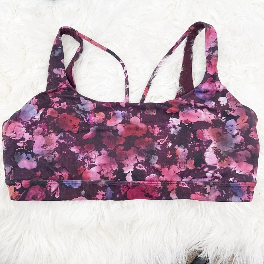 Athleta Floral Sports Bra in Pink and Purple